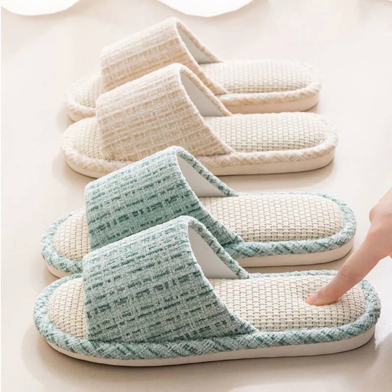 Home Fragrance Linen - 여성 슬리퍼 여름 새로운 일본 리넨